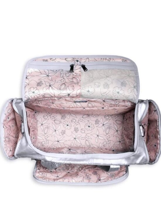 Lug Trolley Duffel Bag Metallic Silver Spacious Travel Bag - Picture 3 of 13